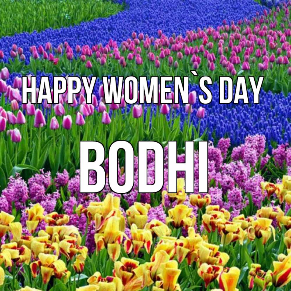 Greetings card с именем, Bodhi happy women`s day цветы Greetings with text for free download 